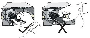 Figure 8 Examples of correct and incorrect removal of SFP + cables