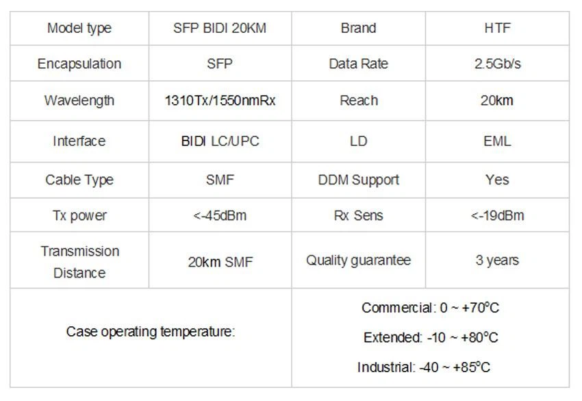 SFP BIDI 20km HTSF-B2G3155Lx  (1)